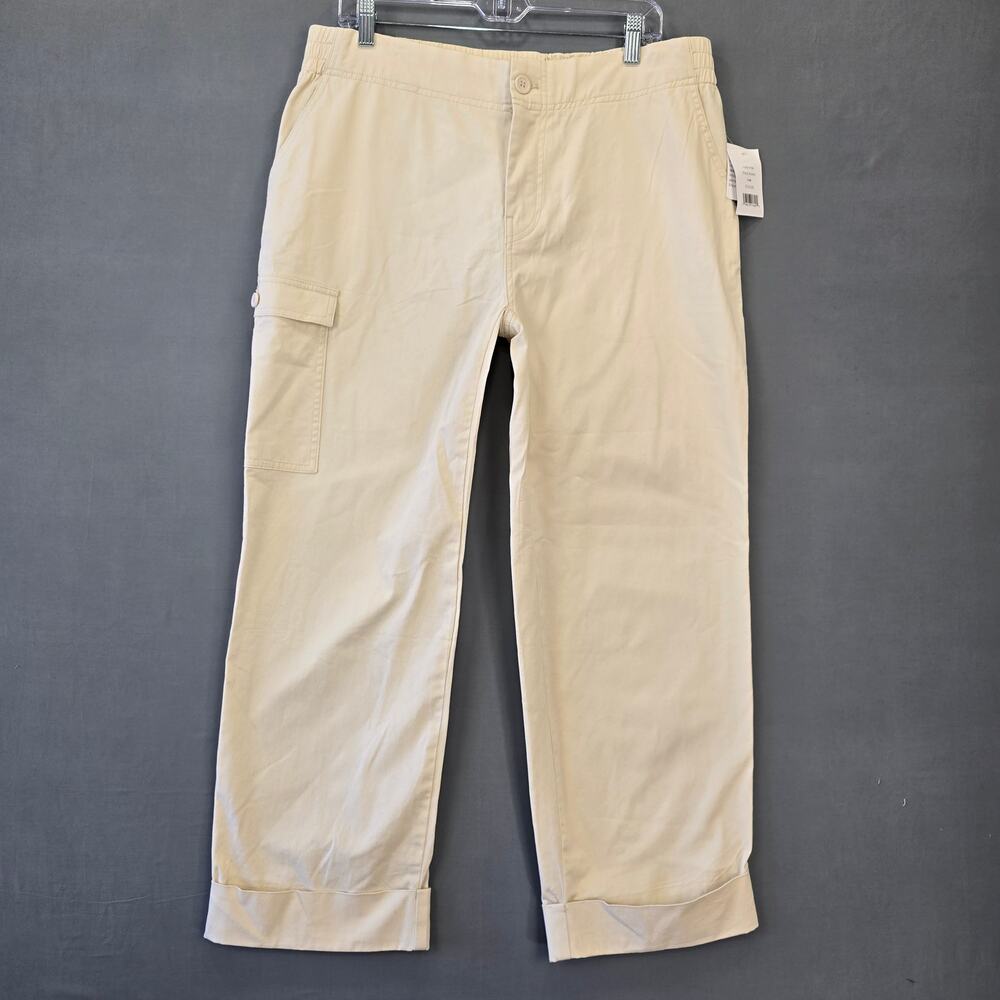 Daily Thread Tan Pale Khaki Pants NEW $32 Stretch Straight Cuffed Womens Size 14